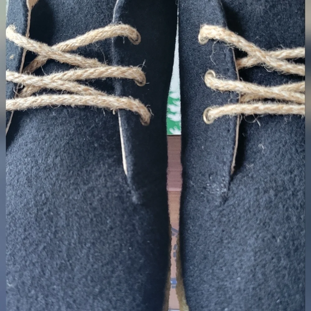 New 40 F-troupe Black Wool Chukka Style Shoes.